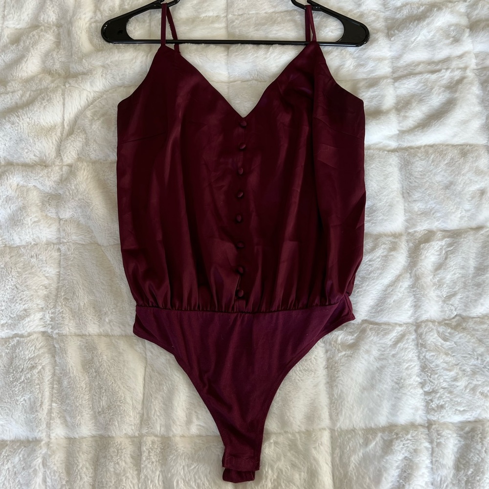Wine Colored Button Down Bodysuit